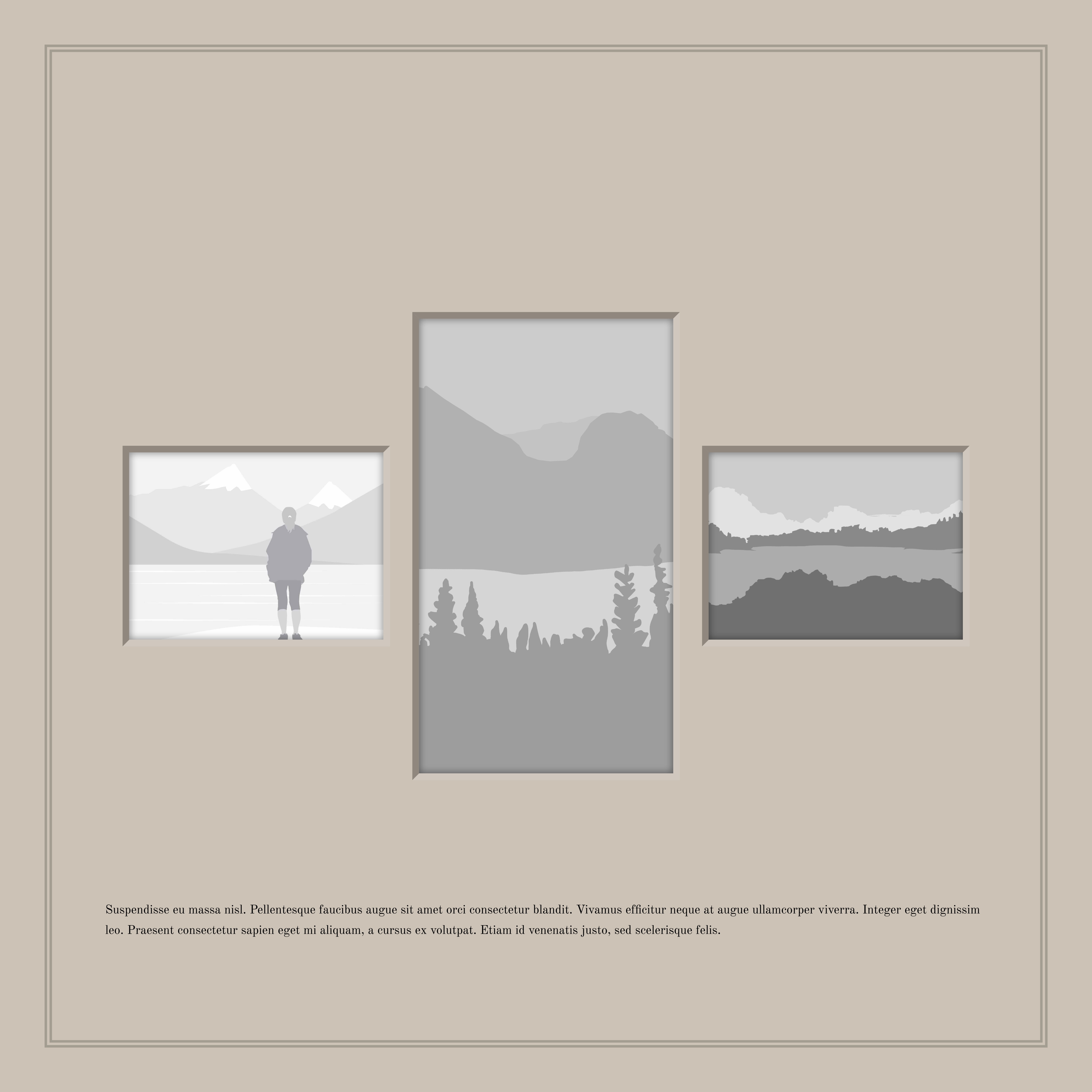 Portrait Photo + 2 Landscape Photos + Caption