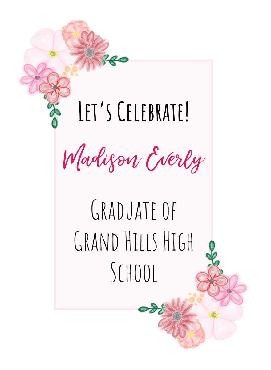 Grad Florals - Portrait  Template