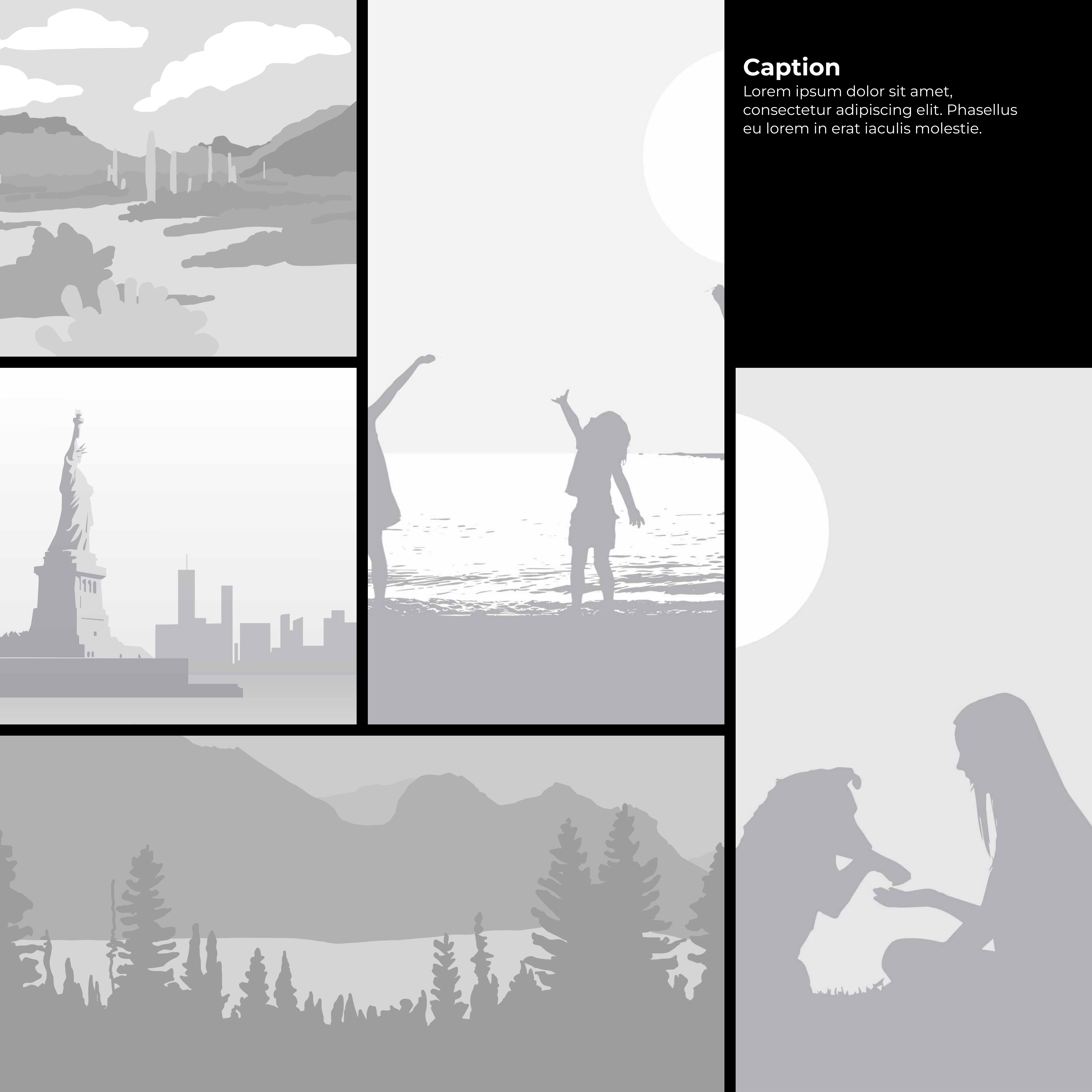 5-Up Uneven + Caption