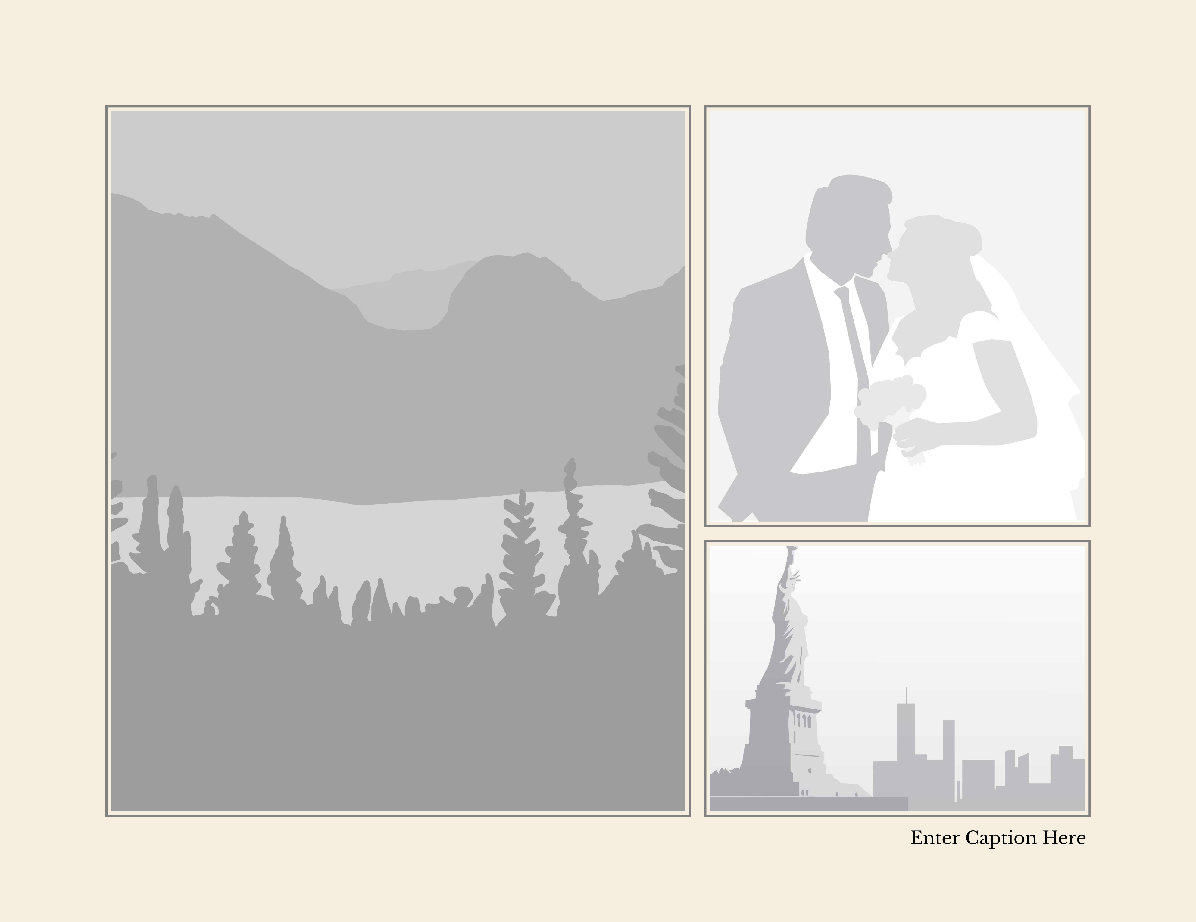 3-Up Large Portrait Left + Lower Caption