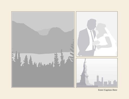 3-Up Large Portrait Left + Lower Caption